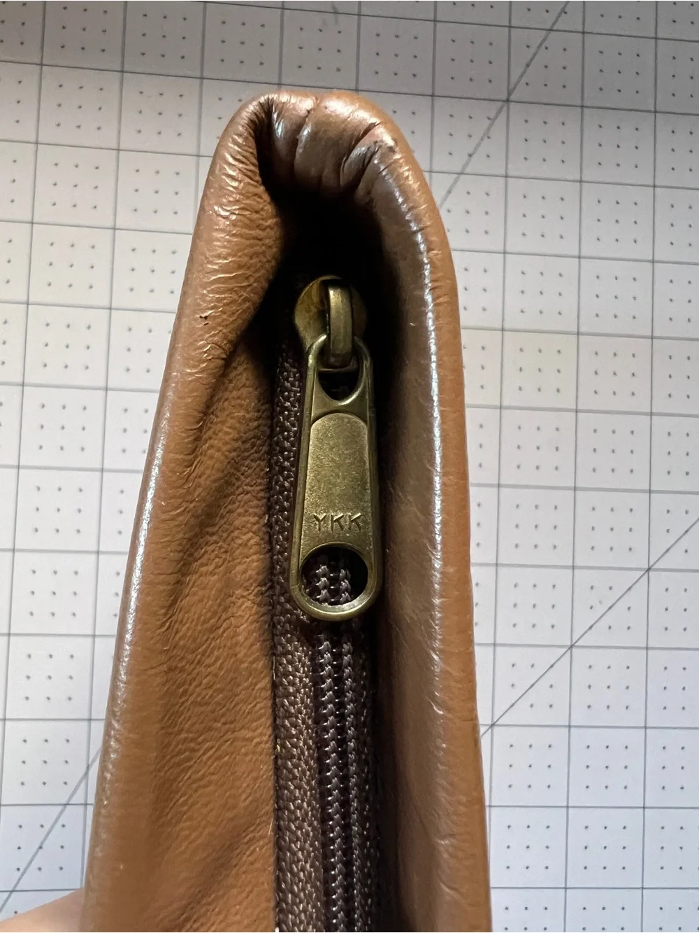 Vintage leather zippered